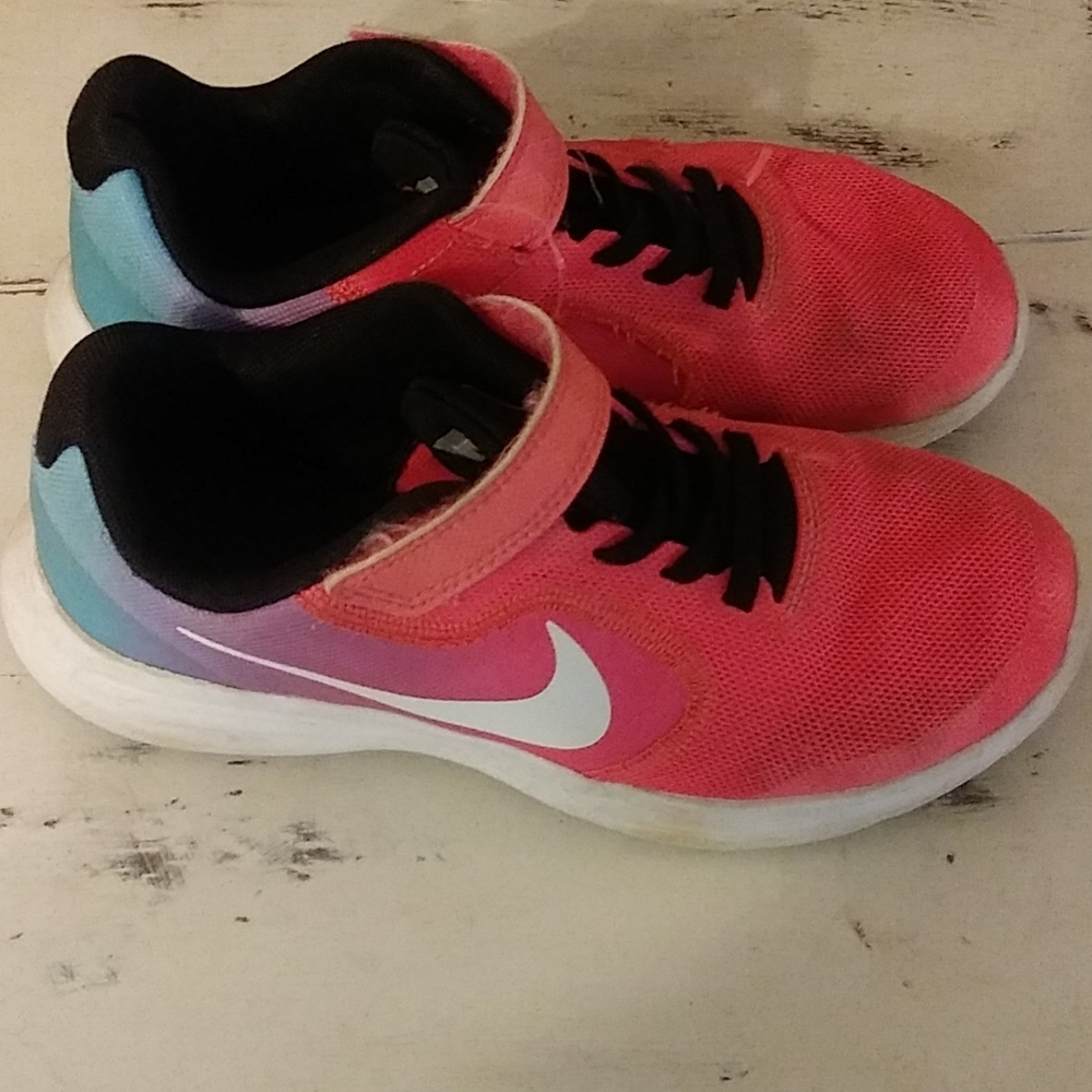 Blue and hot pink girls nikes